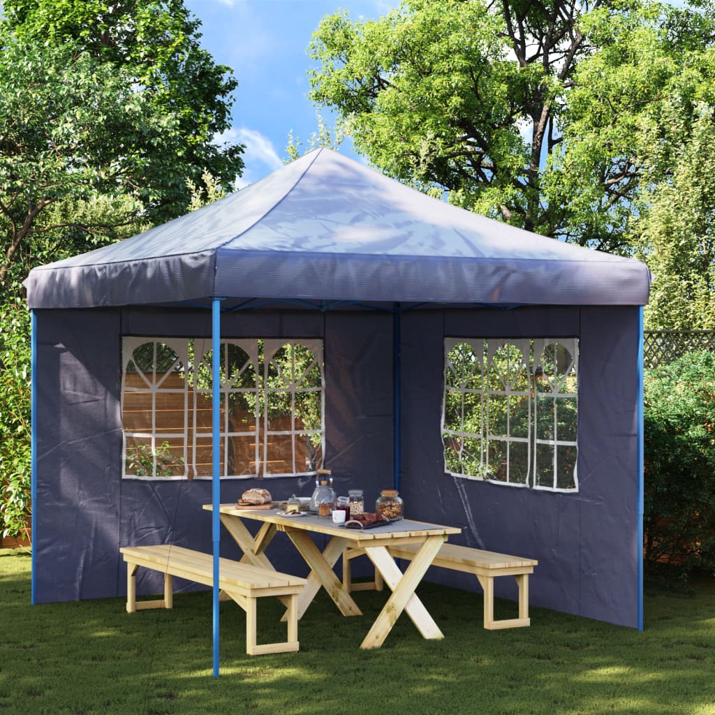 Party tent side walls 2 pieces with window PE blue