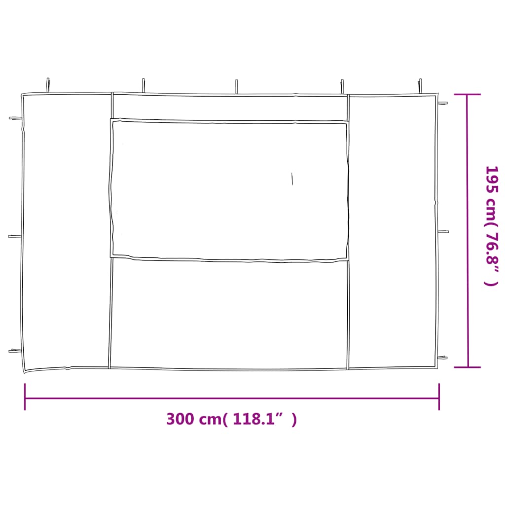 Party tent side walls 2 pieces with window PE green