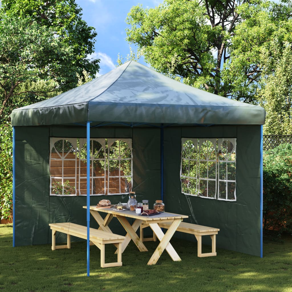 Party tent side walls 2 pieces with window PE green