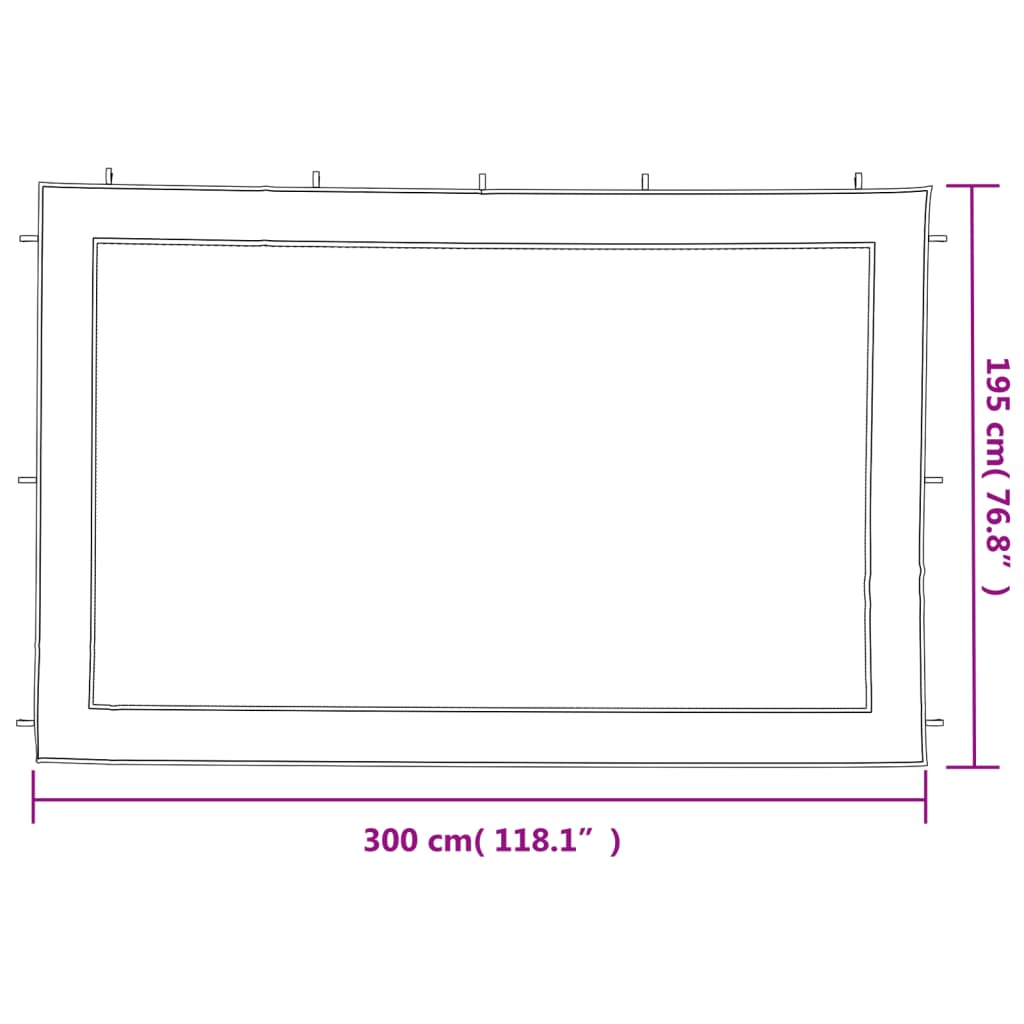 Party tent side walls 2 pcs. Mesh white and black