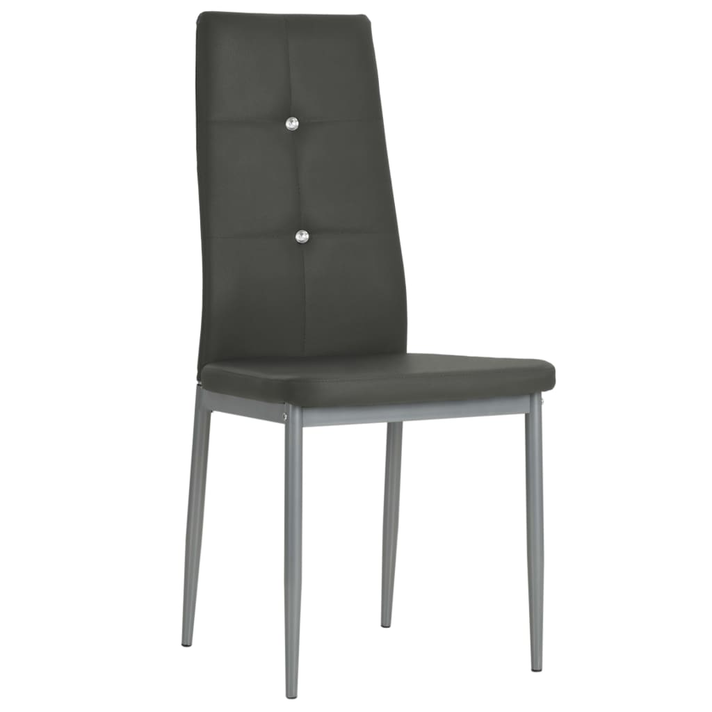 Chaises de salle à manger, lot de 6, similicuir gris