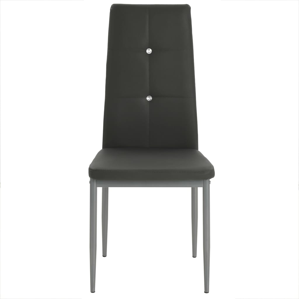 Chaises de salle à manger, lot de 6, similicuir gris