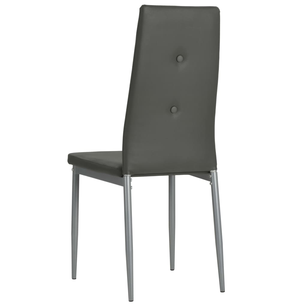 Chaises de salle à manger, lot de 6, similicuir gris