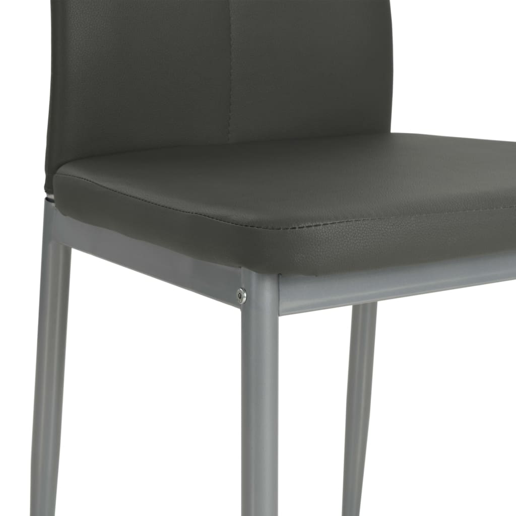 Chaises de salle à manger, lot de 6, similicuir gris