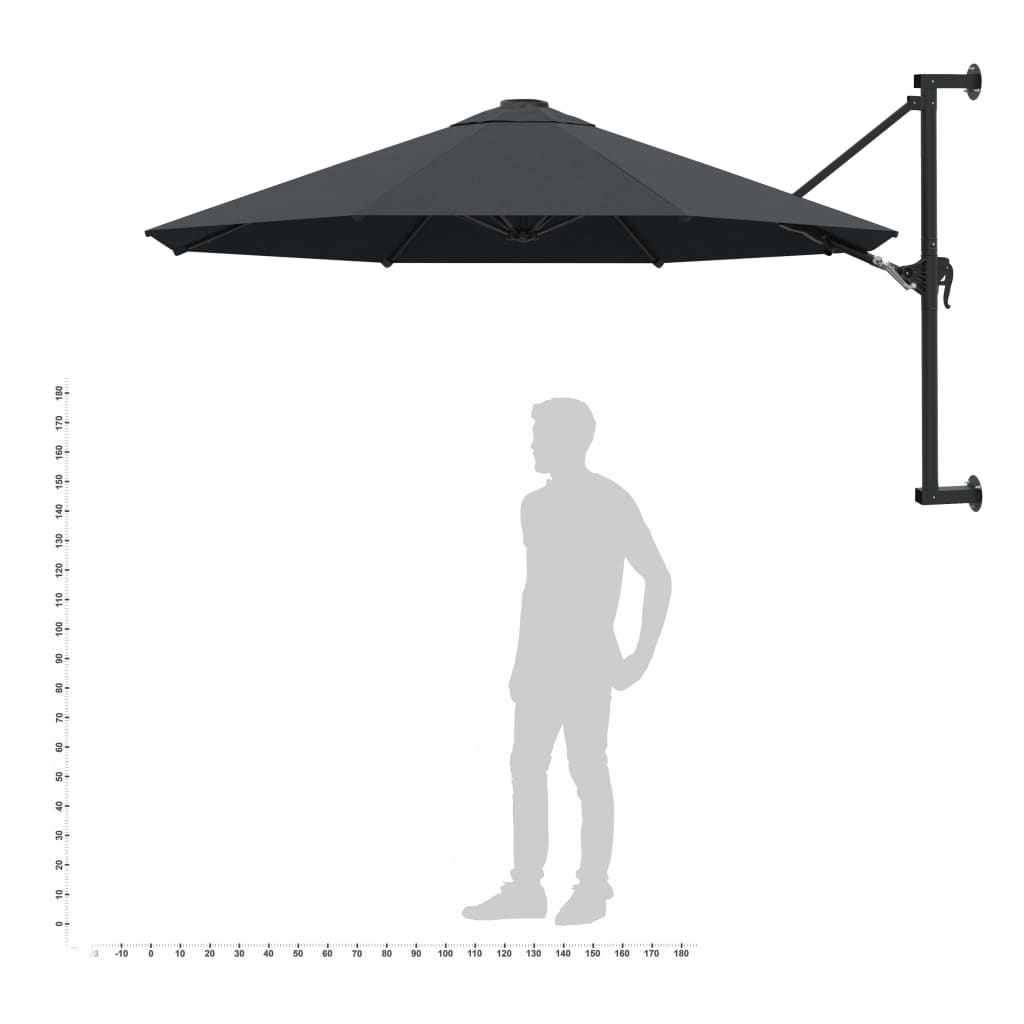 Wall-mounted parasol with metal pole 300 cm anthracite