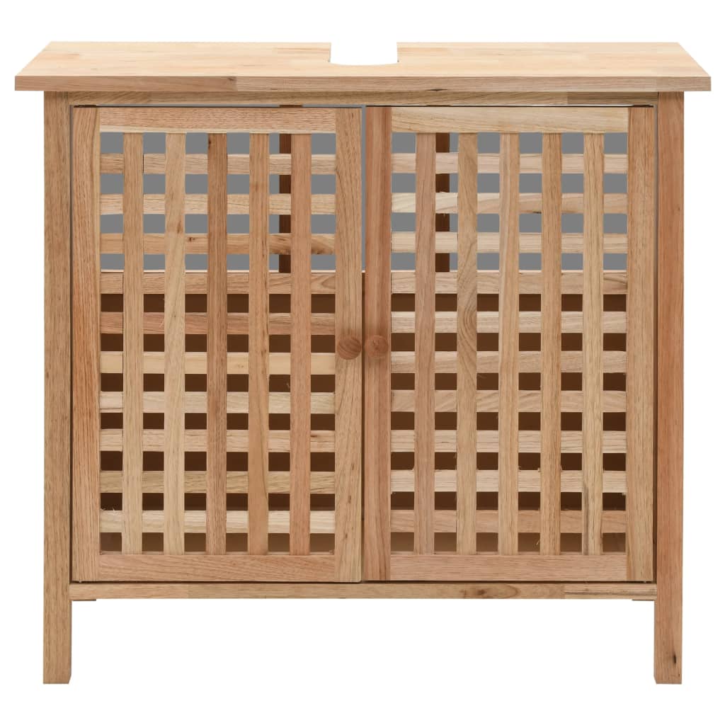 Washbasin base cabinet solid wood walnut 66x29x61 cm