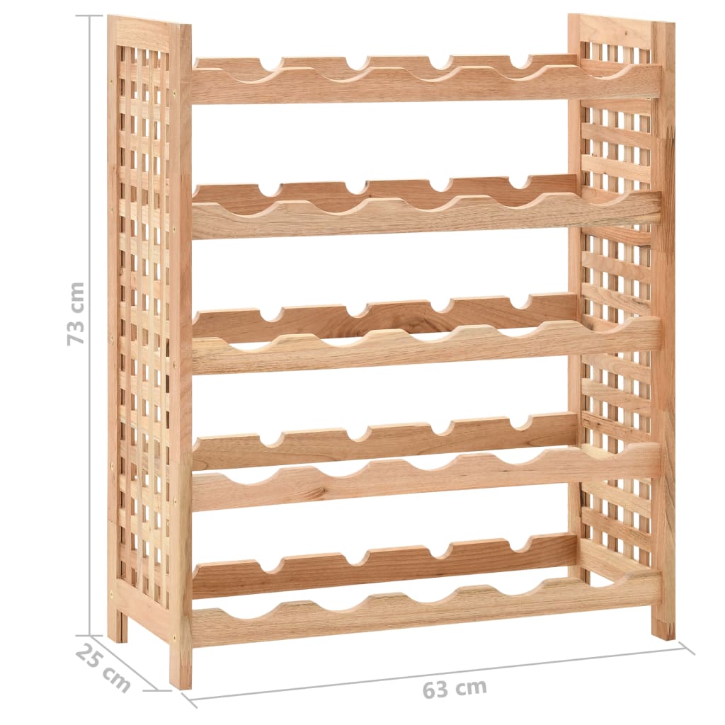 Casier à vin pour 25 bouteilles en bois de noyer massif, 63 x 25 x 73 cm