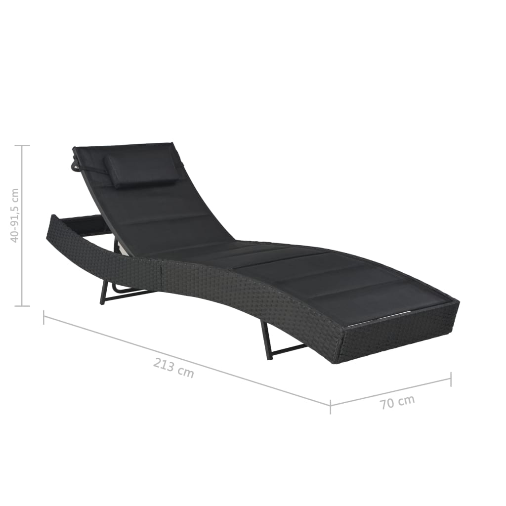 Bain de soleil Poly Rotin et Textilène Noir