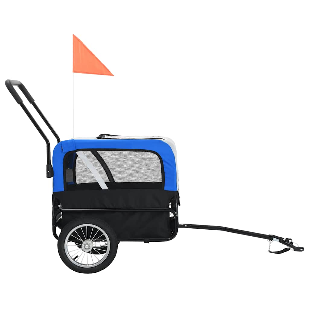 2-in-1 Fahrradanhänger für Hunde und Buggy Grau and Blau