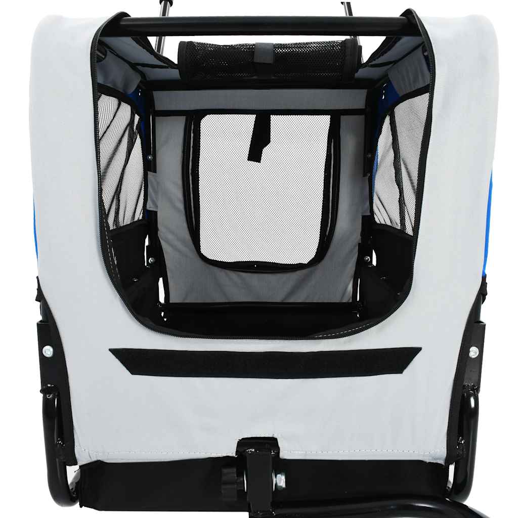 2-in-1 Fahrradanhänger für Hunde und Buggy Grau and Blau