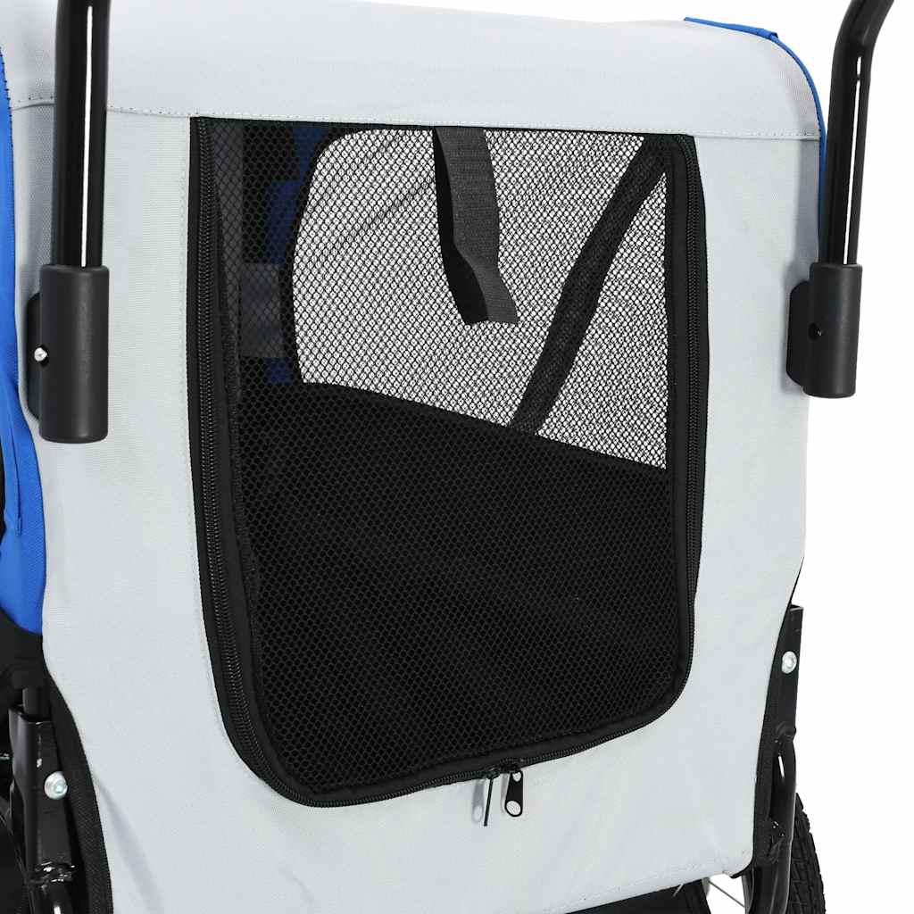 2-in-1 Fahrradanhänger für Hunde und Buggy Grau and Blau