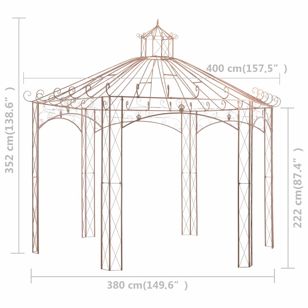 Gartenpavillon Antikbraun 4 m Eisen