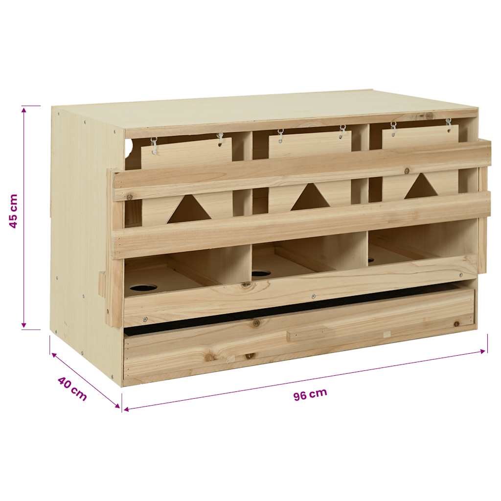 Legenest für Hühner 3 Fächer 96x40x45 cm Massivholz Kiefer