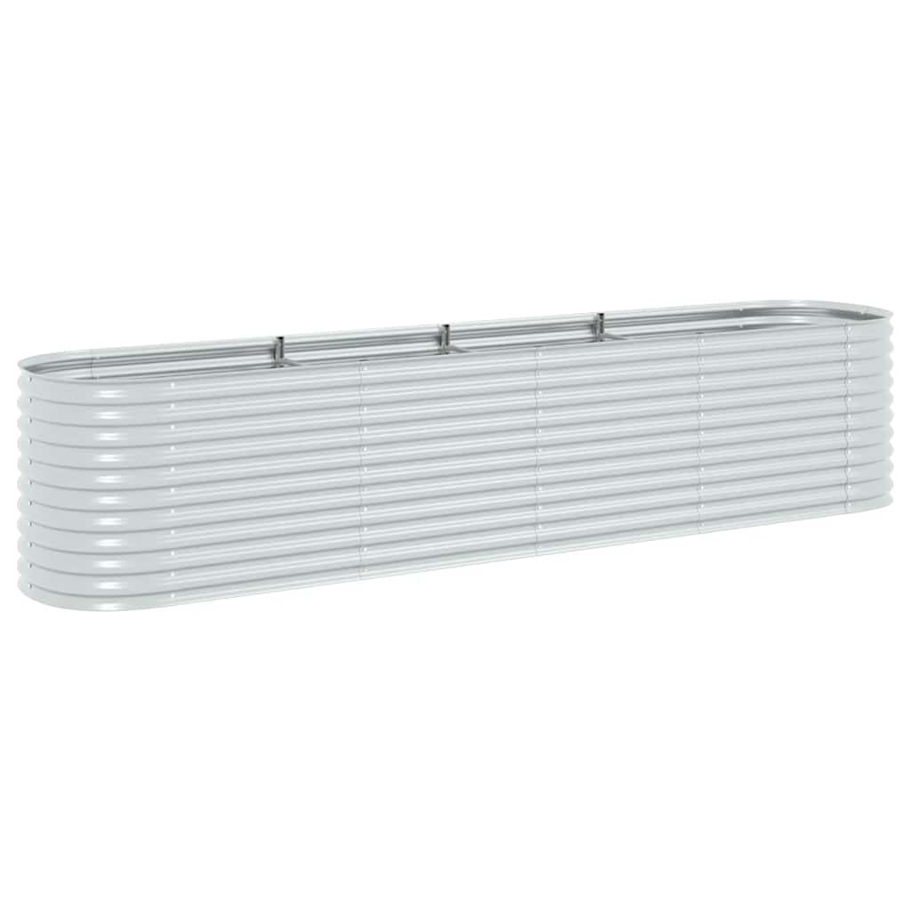 Garden Raised Bed 400 x 80 x 81 cm Galvanized Steel Silver