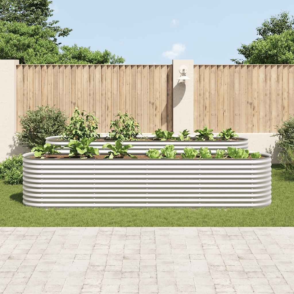 Garden Raised Bed 400 x 80 x 81 cm Galvanized Steel Silver