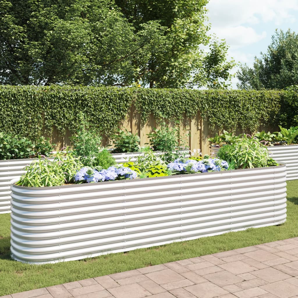 Garden Raised Bed 400 x 80 x 81 cm Galvanized Steel Silver