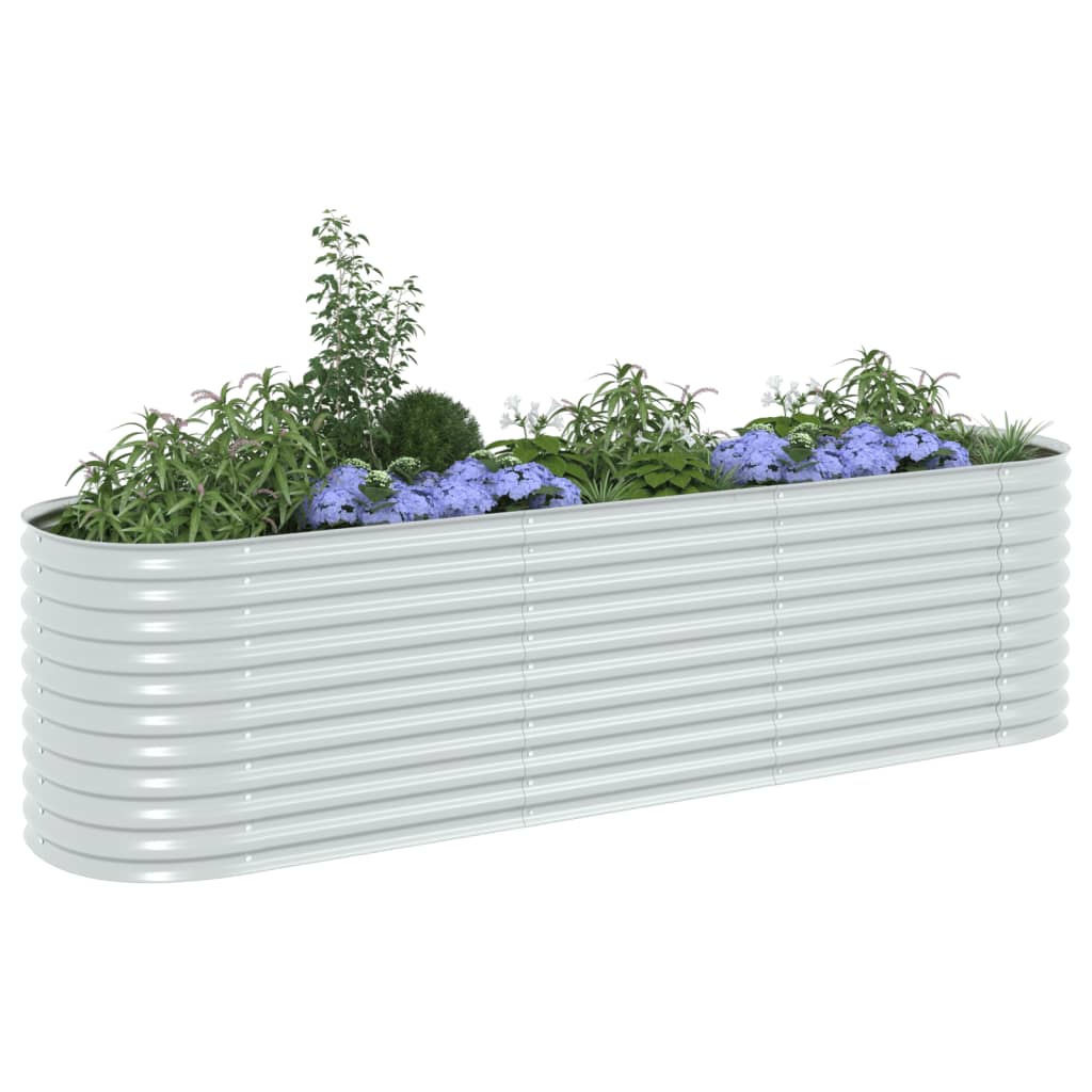 Garden Raised Bed 320x80x81 cm Galvanized Steel Silver