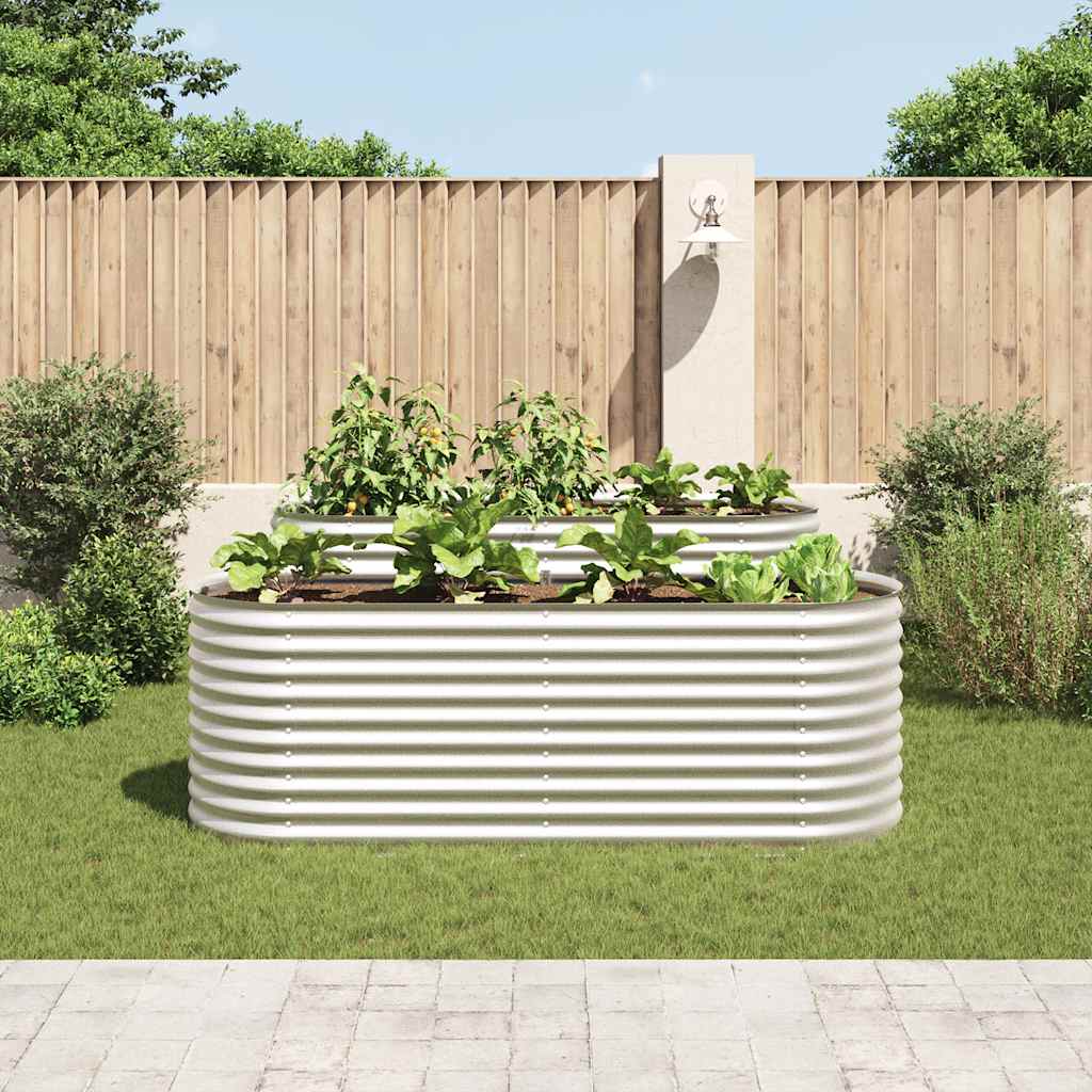 Garden Raised Bed 240 x 80 x 81 cm Galvanized Steel Silver