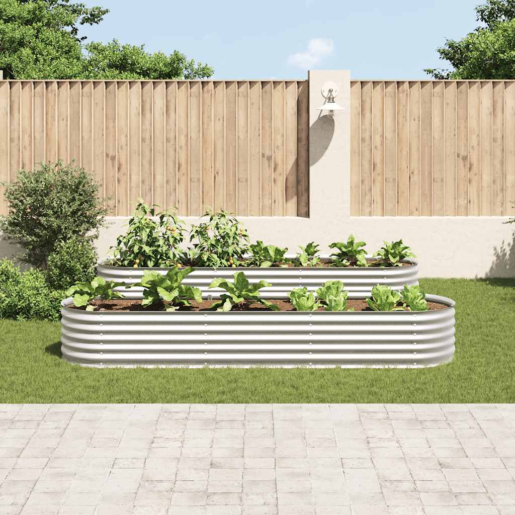 Garden Raised Bed 320x80x44 cm Galvanized Steel Silver