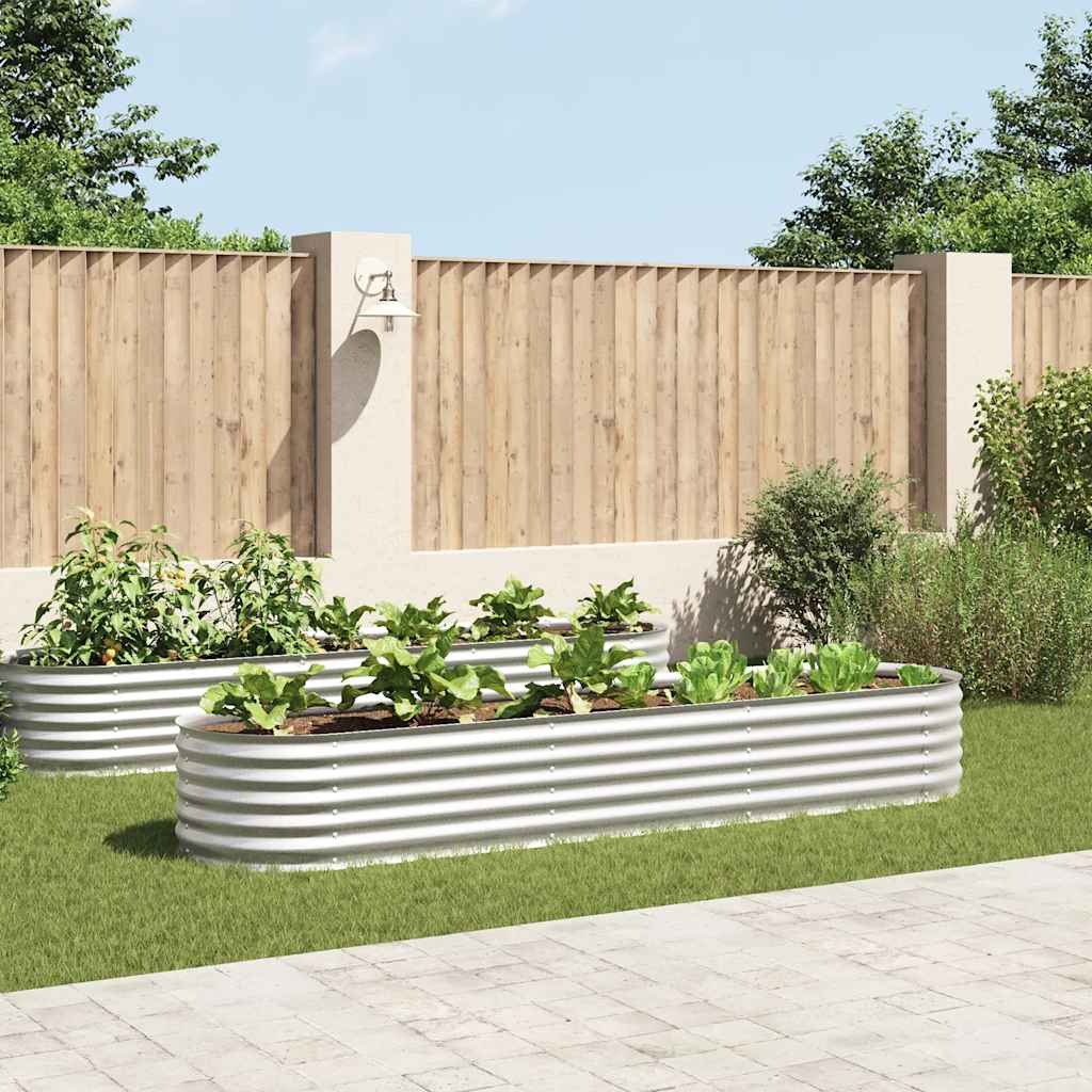Garden Raised Bed 320x80x44 cm Galvanized Steel Silver