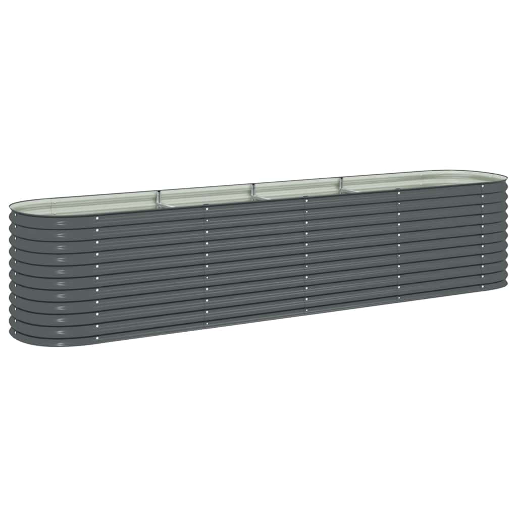 Garden raised bed 400 x 80 x 81 cm galvanized steel grey