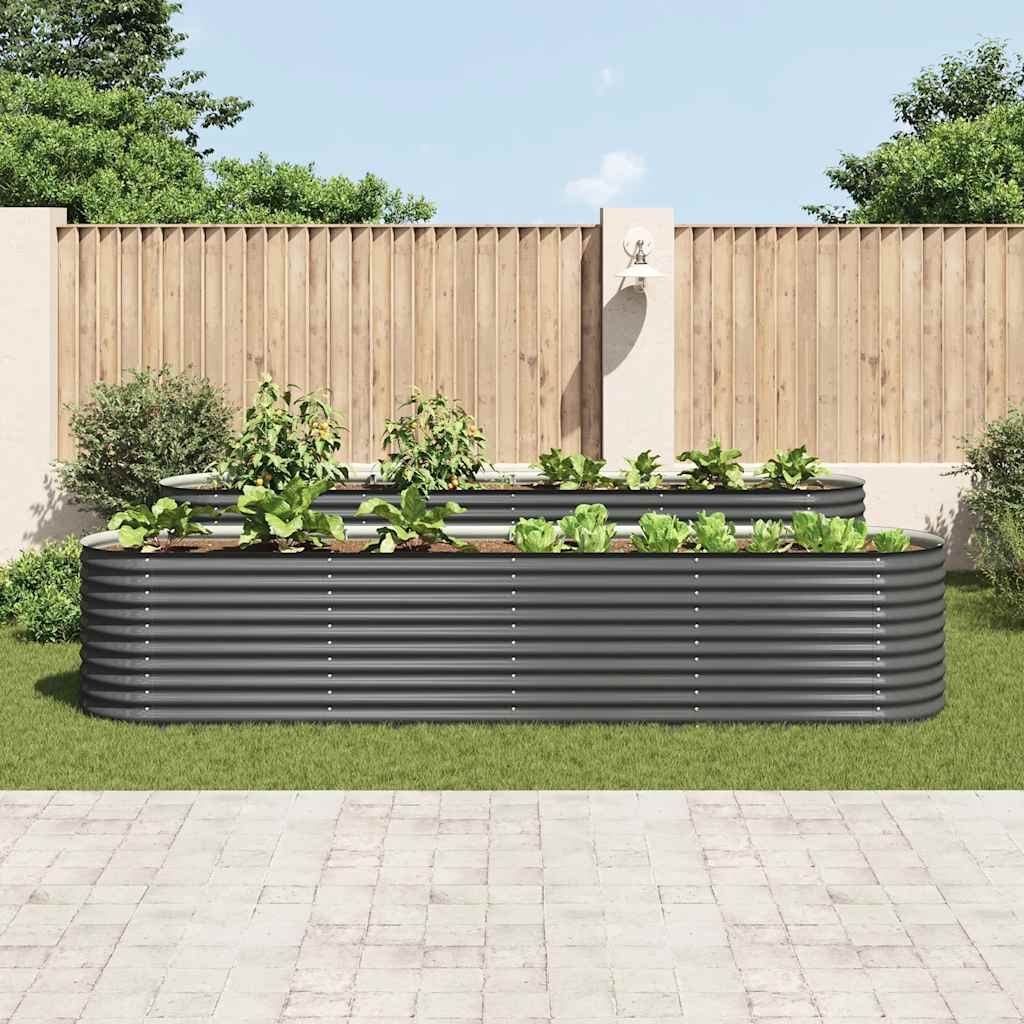 Garden raised bed 400 x 80 x 81 cm galvanized steel grey