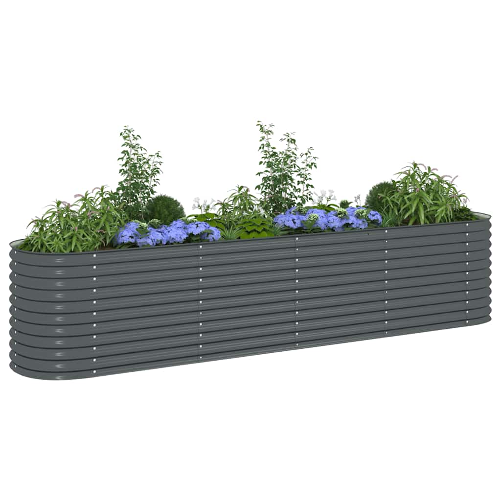 Garden raised bed 400 x 80 x 81 cm galvanized steel grey