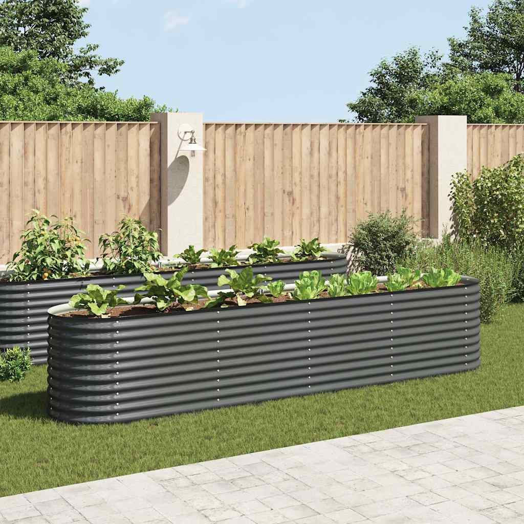 Garden raised bed 400 x 80 x 81 cm galvanized steel grey