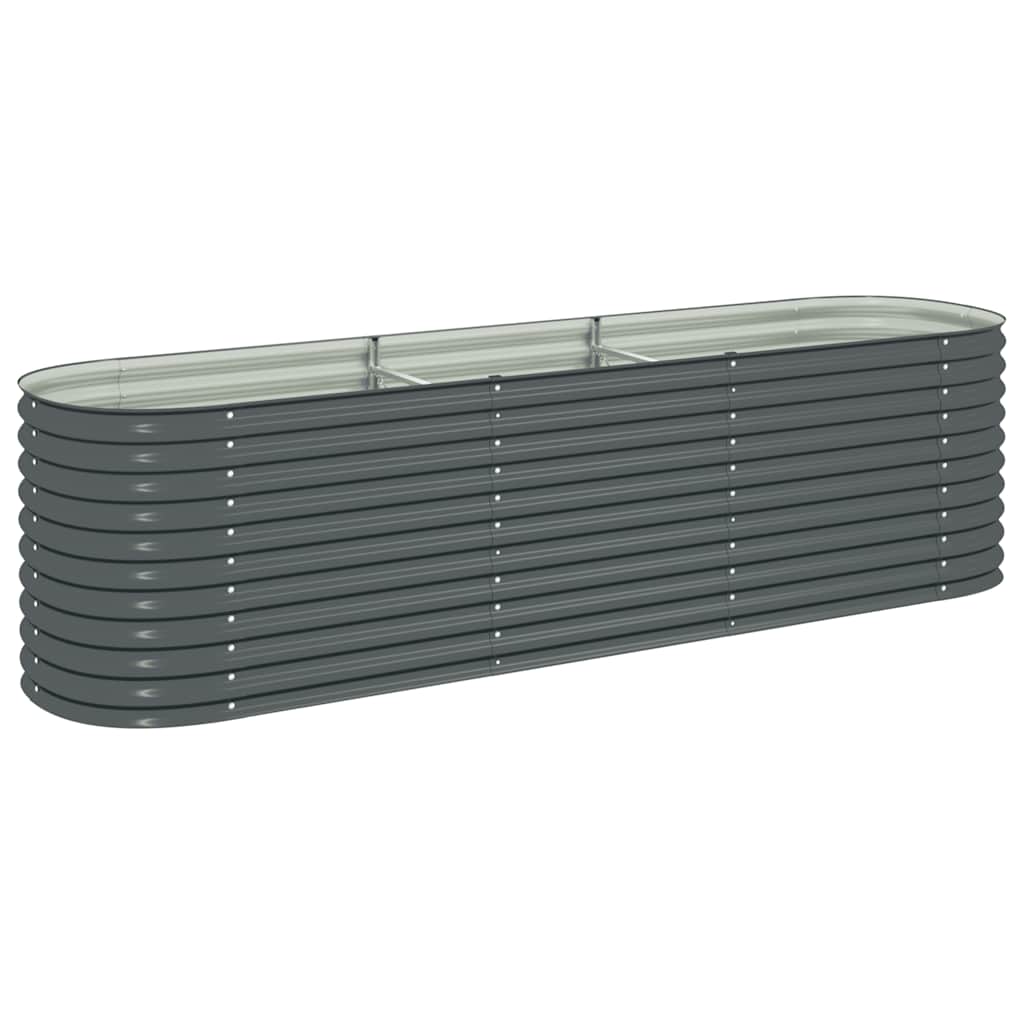 Garden Raised Bed 320x80x81 cm Galvanized Steel Gray