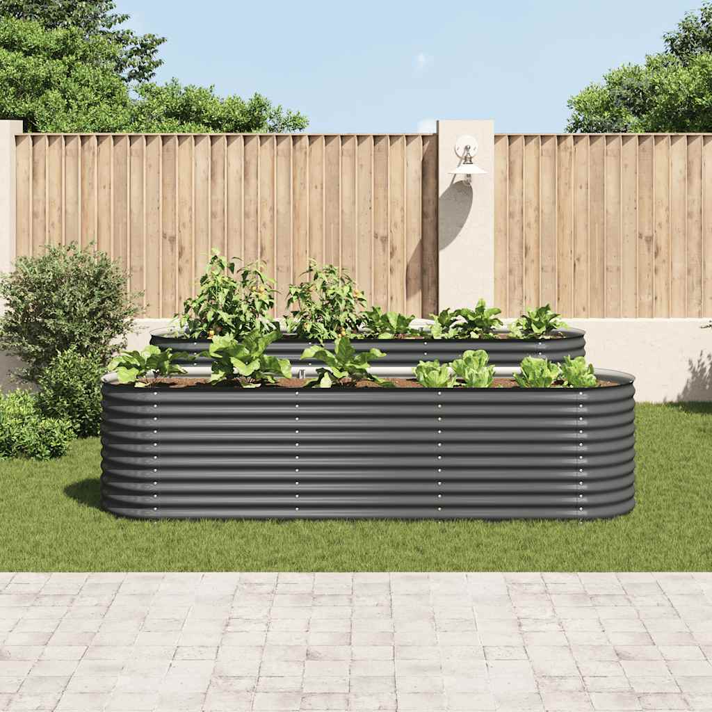 Garden Raised Bed 320x80x81 cm Galvanized Steel Gray