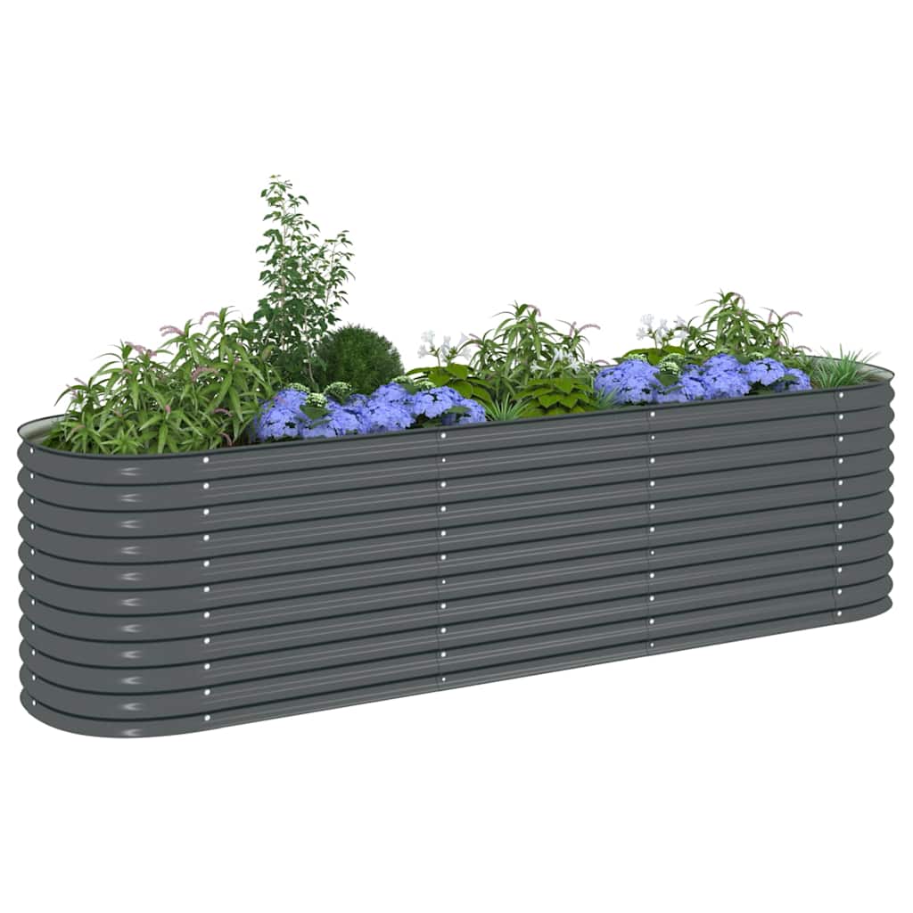Garden Raised Bed 320x80x81 cm Galvanized Steel Gray