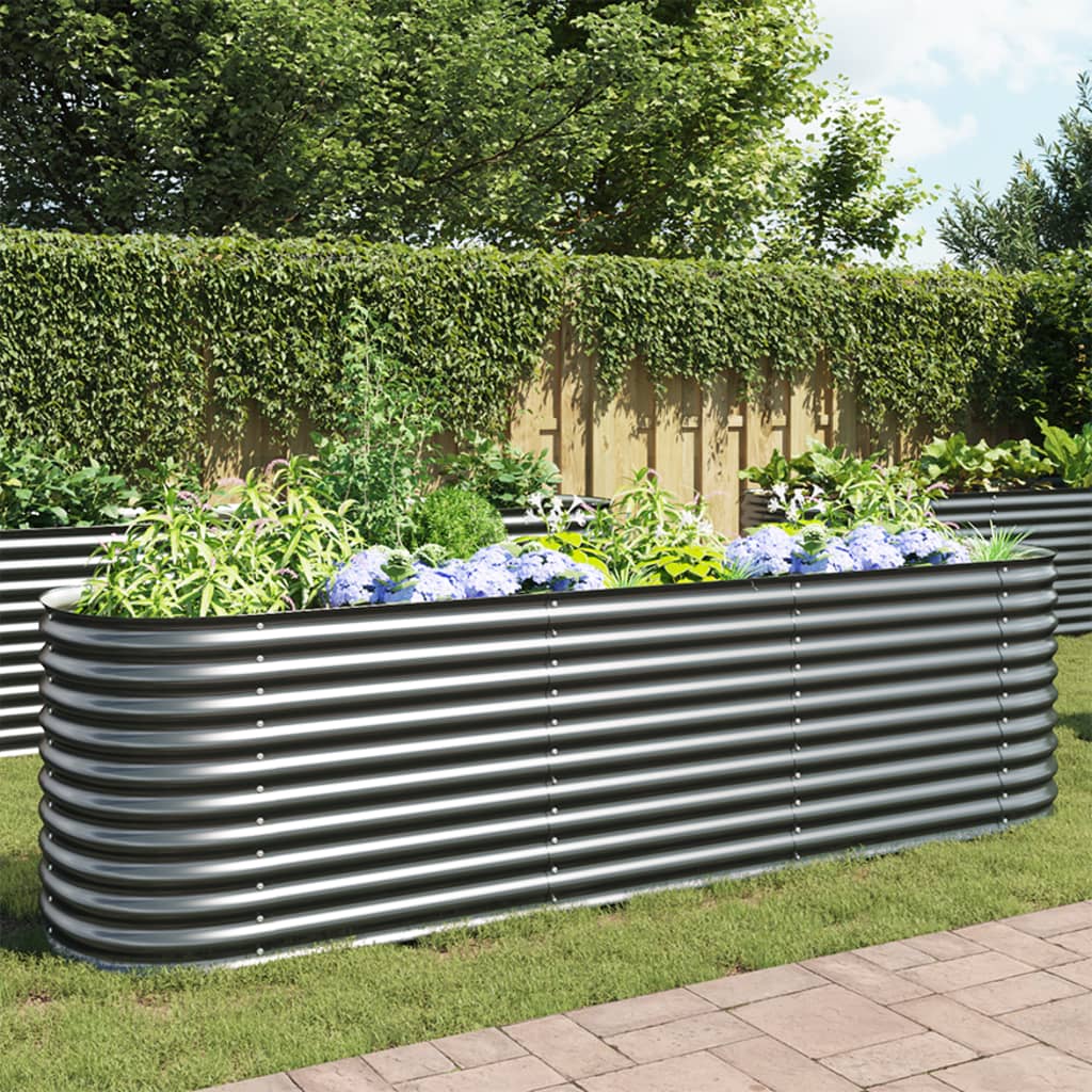 Garden Raised Bed 320x80x81 cm Galvanized Steel Gray