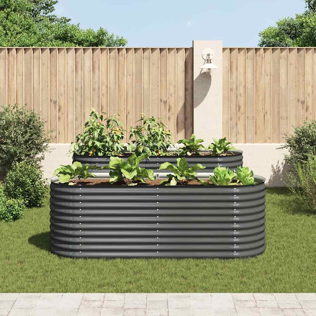 Garden Raised Bed 240 x 80 x 81 cm Galvanized Steel Gray