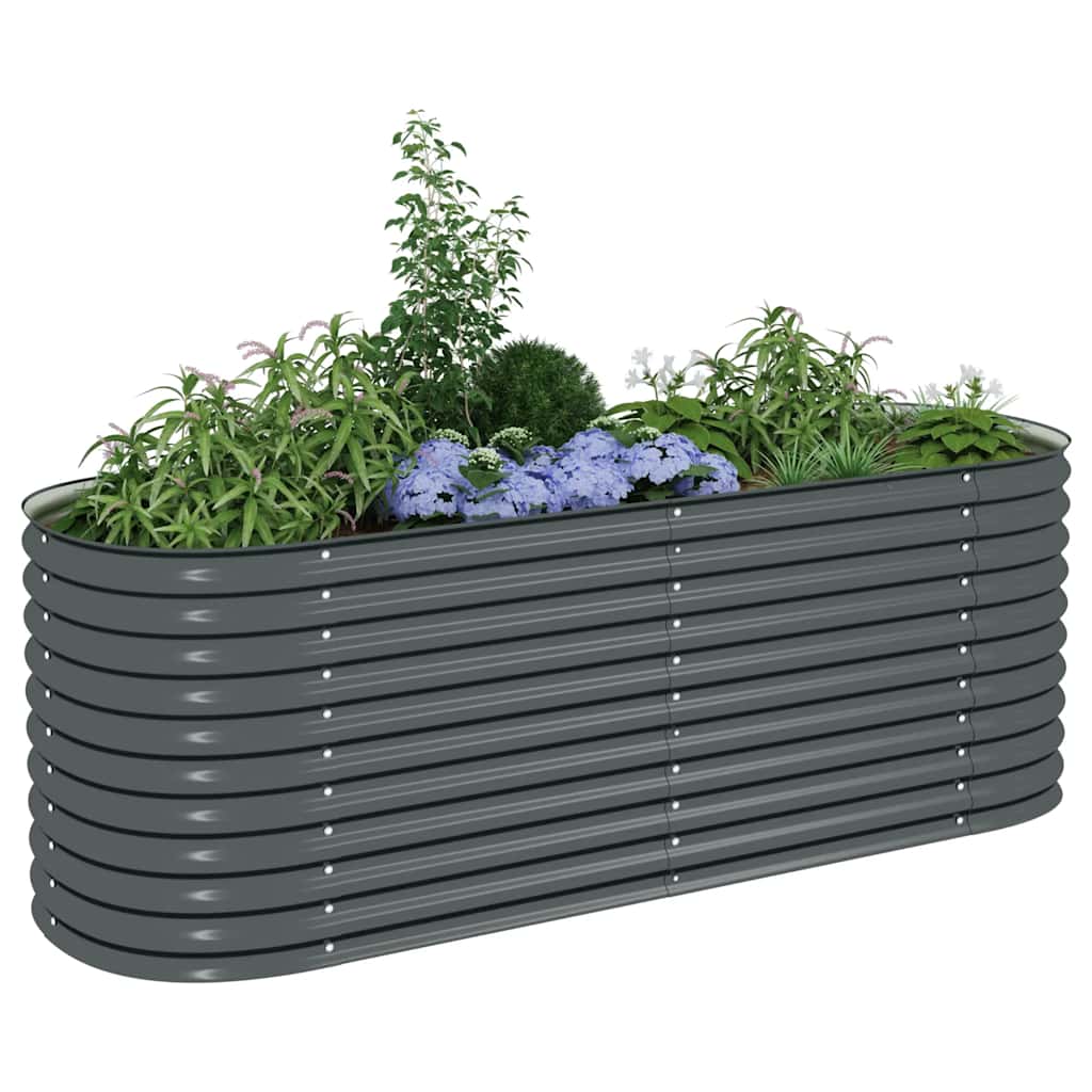 Garden Raised Bed 240 x 80 x 81 cm Galvanized Steel Gray