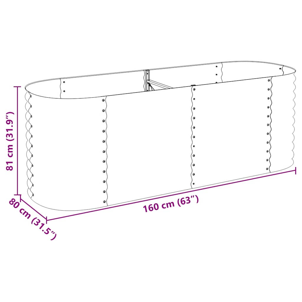 Garden Raised Bed 240 x 80 x 81 cm Galvanized Steel Gray