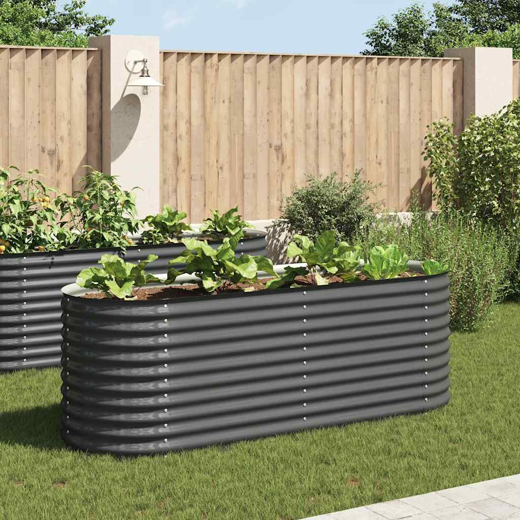 Garden Raised Bed 240 x 80 x 81 cm Galvanized Steel Gray