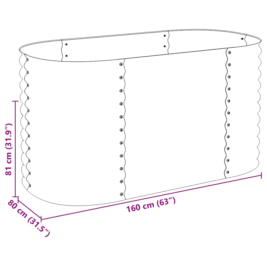 Garden Raised Bed 160x80x81 cm Galvanized Steel Grey