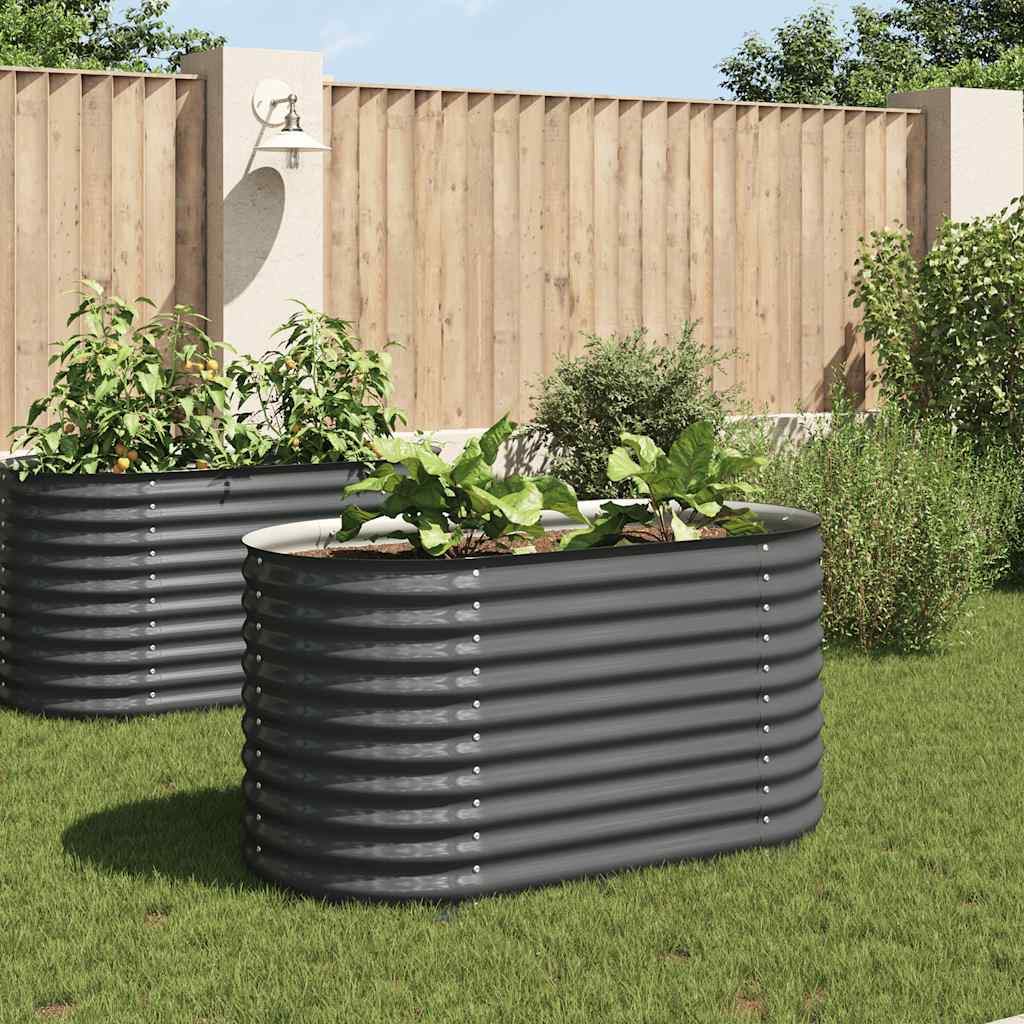 Garden Raised Bed 160x80x81 cm Galvanized Steel Grey