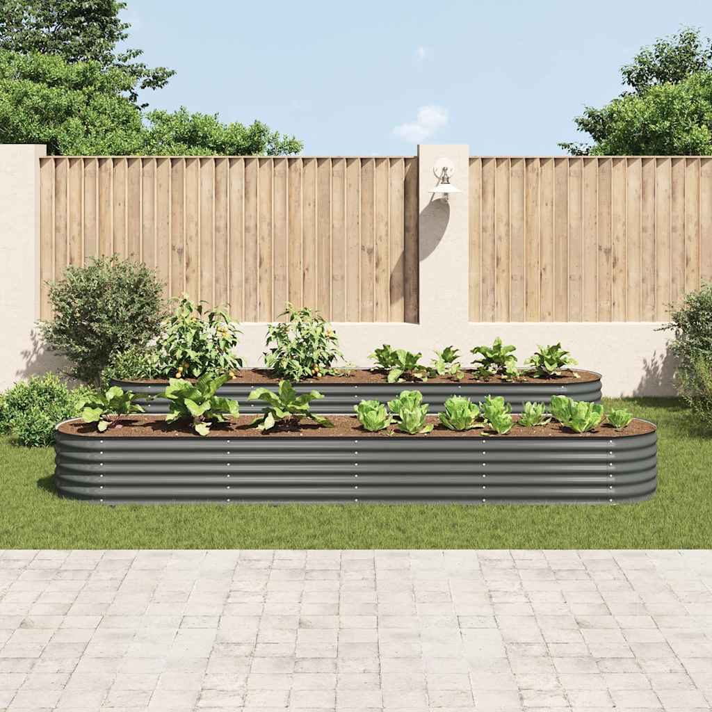 Garden Raised Bed 400 x 80 x 44 cm Galvanized Steel Gray