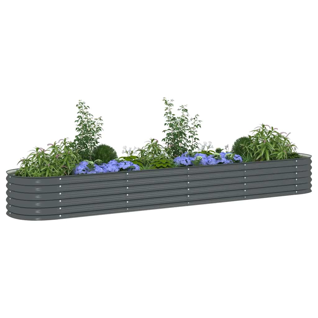 Garden Raised Bed 400 x 80 x 44 cm Galvanized Steel Gray