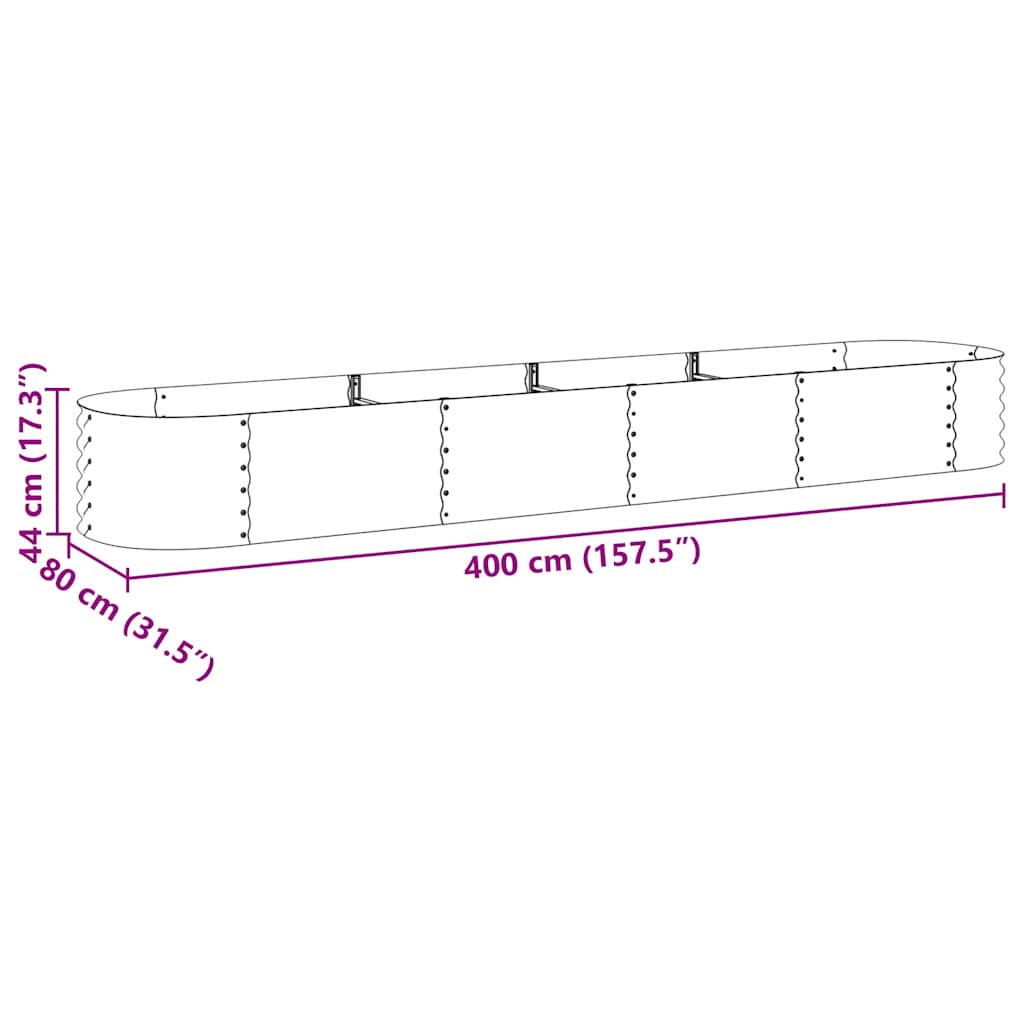 Garden Raised Bed 400 x 80 x 44 cm Galvanized Steel Gray