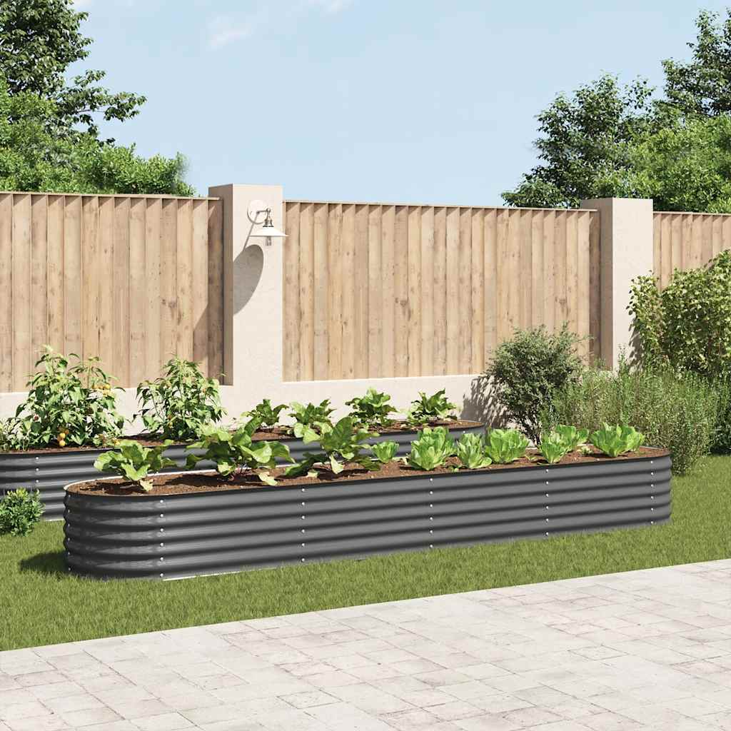 Garden Raised Bed 400 x 80 x 44 cm Galvanized Steel Gray