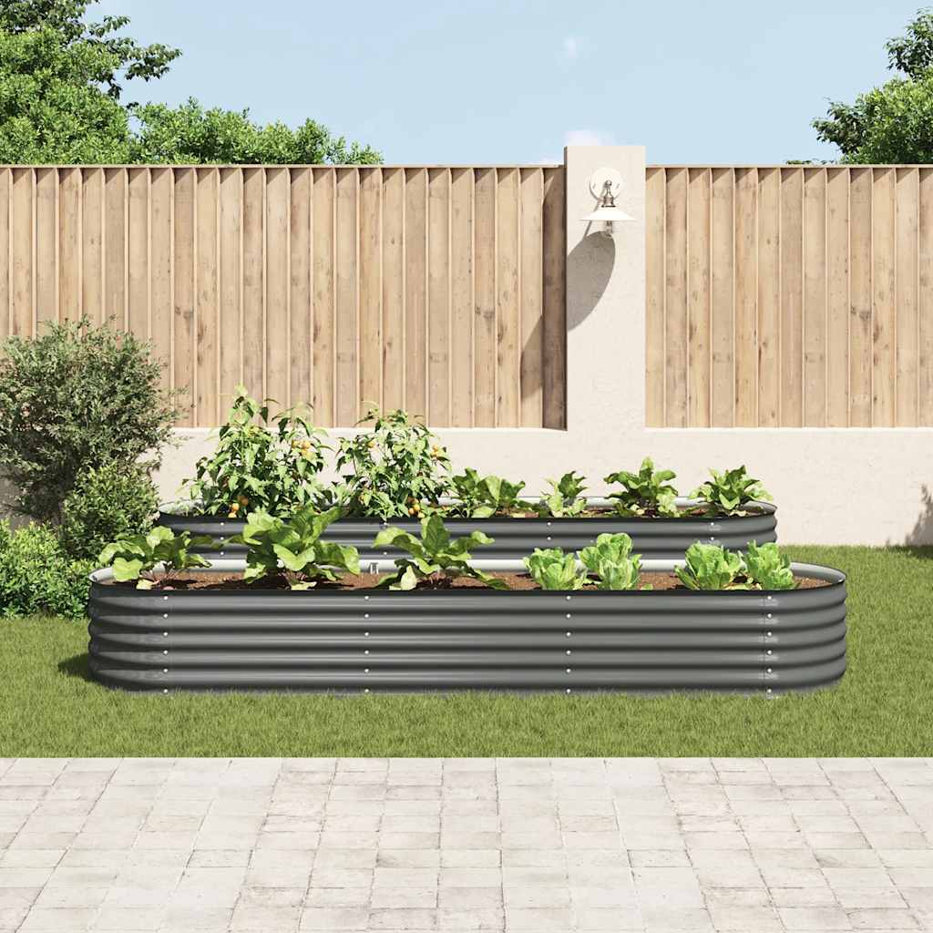 Garden Raised Bed 320x80x44 cm Galvanized Steel Gray
