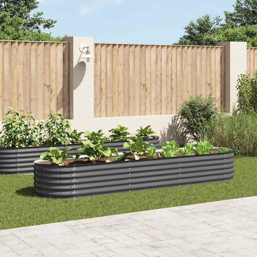 Garden Raised Bed 320x80x44 cm Galvanized Steel Gray