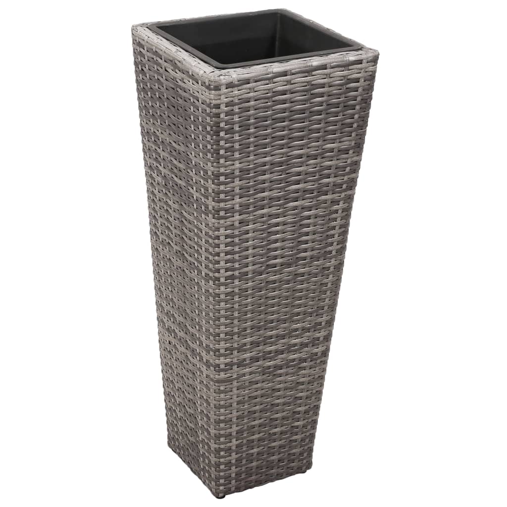 Garden raised bed 3-piece Poly Rattan Gray