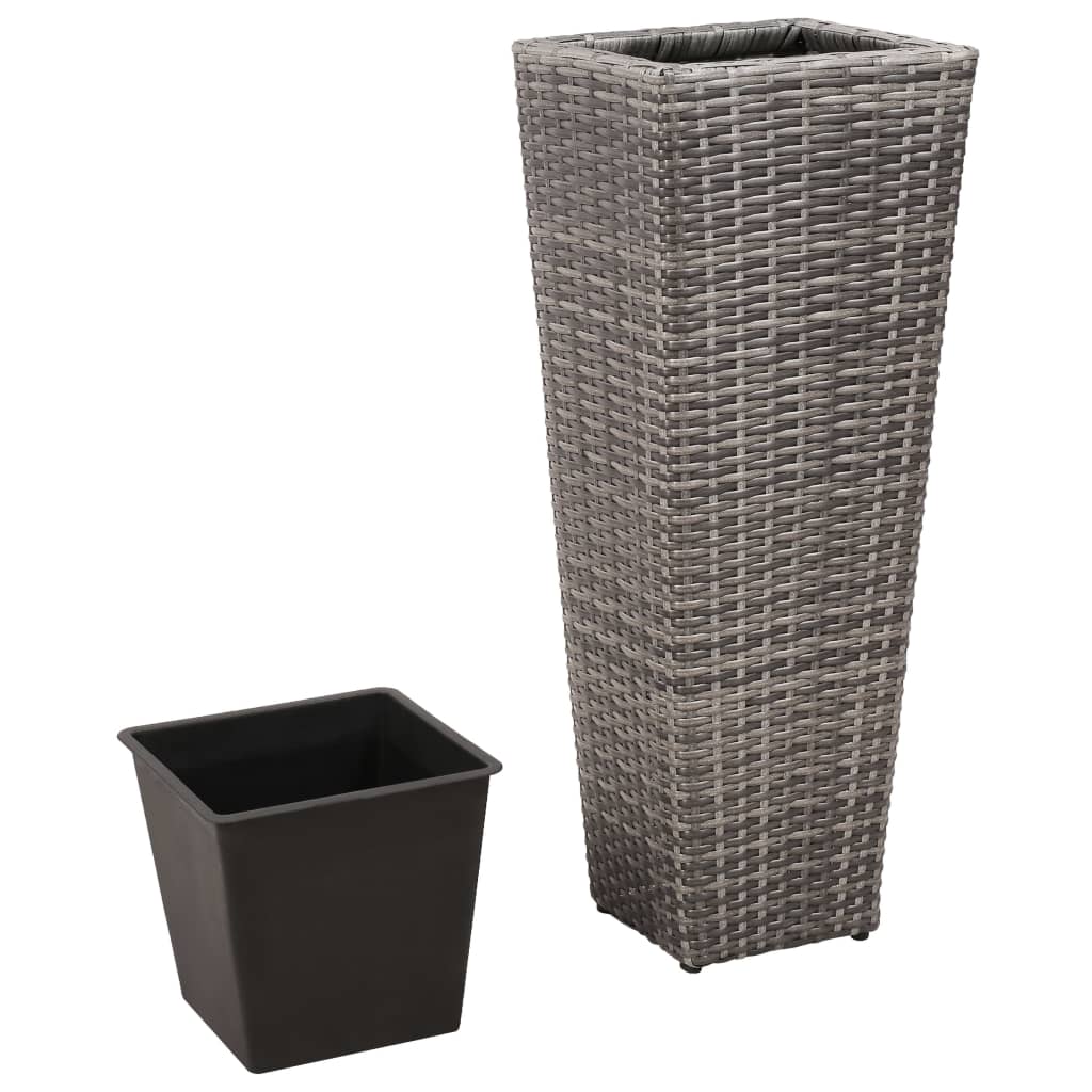 Garden raised bed 3-piece Poly Rattan Gray