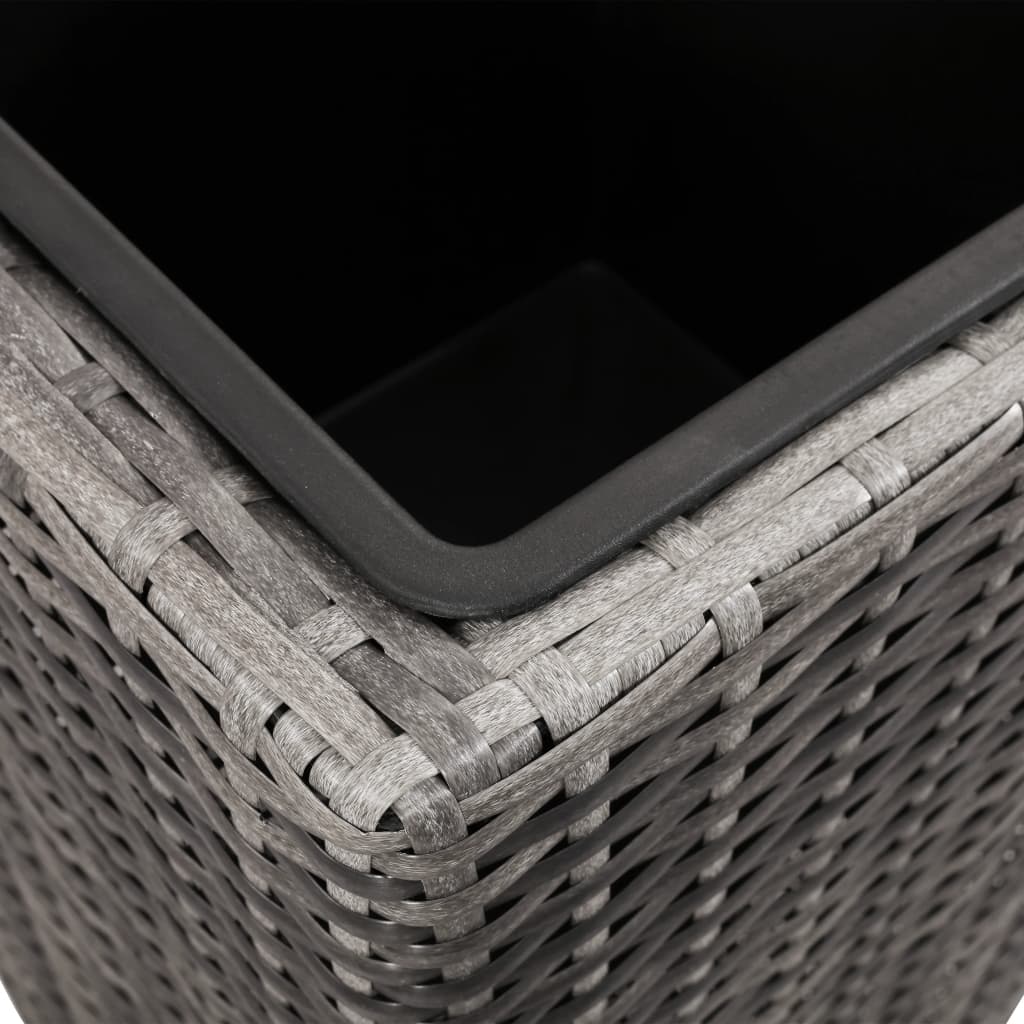 Garden raised bed 3-piece Poly Rattan Gray
