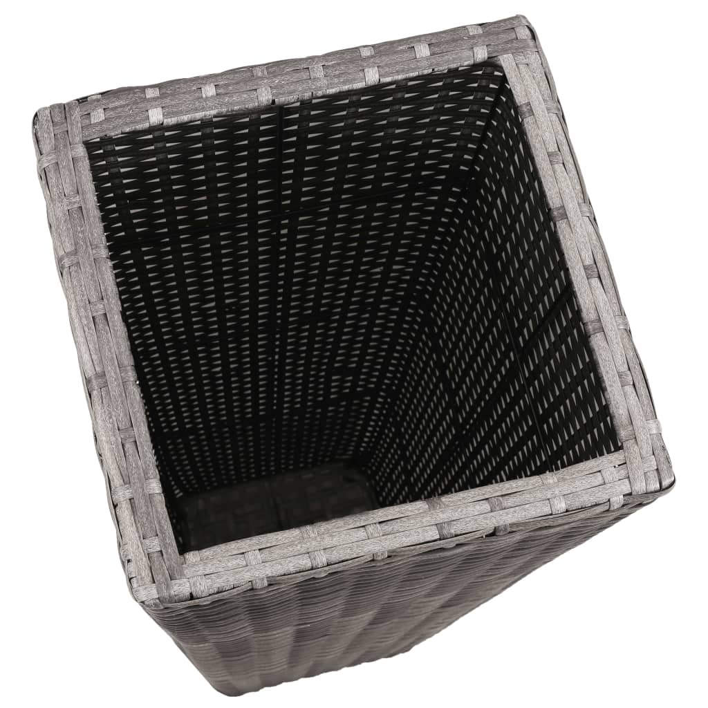 Garden raised bed 3-piece Poly Rattan Gray