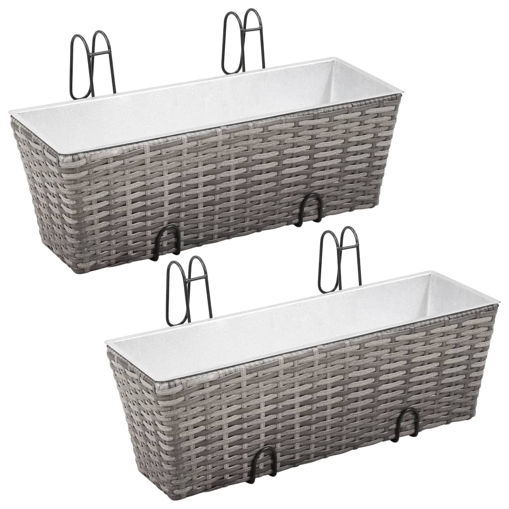 Balcony raised bed 2 pcs. 50 cm gray poly rattan
