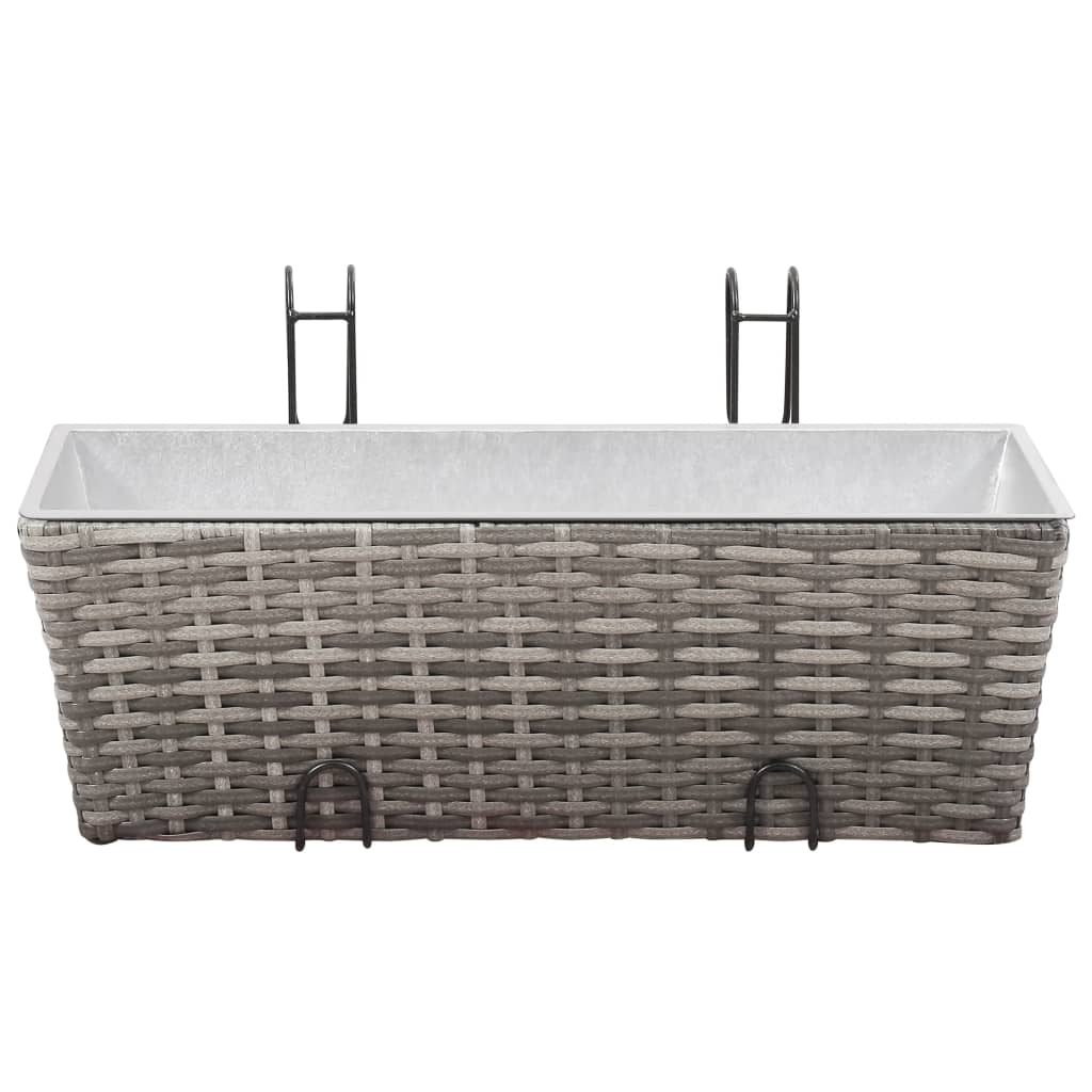 Balcony raised bed 2 pcs. 50 cm gray poly rattan